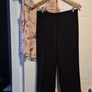 JOSEPH RIBKOFF, wide leg capri pants, hidden front zipper, made in Canada, Sz 8